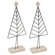 Product Mini Christmas tree metal wood black natural 28cm 2pcs