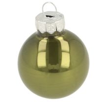 Product Mini Christmas baubles Glass Green Silver Grey Ø3cm 22pcs