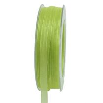 Organza ribbon with selvedge 50m light green
