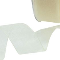 Product Organza ribbon with selvage 2.5cm 50m cream