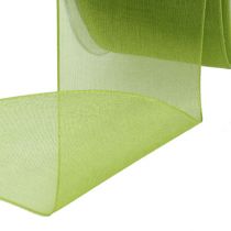 Product Organza ribbon green gift ribbon woven edge olive green 40mm 50m