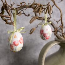 Product Easter egg decoration, tulip motif with ribbon for hanging and spring decoration, 6cm, 12 pieces