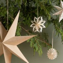 Product Paper stars, Christmas decorations, tree ornaments, white and gold, 15cm, 6 pieces