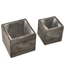 Product Plant boxes in drawer look – Grey-brown, various sizes – Versatile and decorative storage – Set of 2 pieces