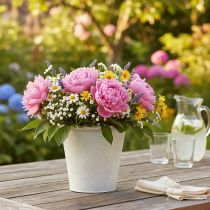 Product Plant pot with ornaments, cachepot, metal container, white, Ø15.5cm, H14.5cm