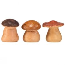 Product Happy mushroom figures with faces – Various shades of brown, 6.5 cm – Funny decoration for garden and home – 3 pieces