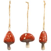 Product Charming red mushroom pendants with jute cord 3 cm – Perfect autumn and Christmas decoration – 6 pieces