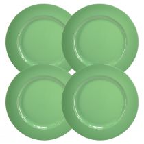 Product Robust green plastic plate – 28 cm, perfect for everyday decoration and outdoor activities – 4 pieces