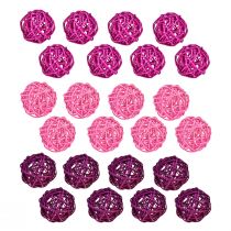 Product Rattan balls light pink purple assorted rattan Ø5cm 24 pcs