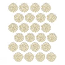 Product Bleached rattan ball table decoration, cream-colored rattan, Ø5cm, 24 pieces