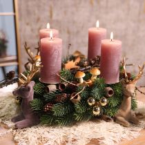 Product Sitting deer decoration flocked grey gold 15×6×15.5cm 3pcs