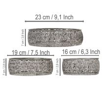 Product Decorative metal bowl, grey and white pattern, Ø16/19.5/23.5cm, set of 3