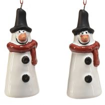 Product Cheerful Snowman Hanging Decoration – White with Red Scarf and Black Hat, 7.5 cm – Perfect for Festive Christmas Trees – 6 pcs