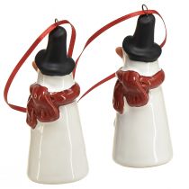 Product Cheerful Snowman Hanging Decoration – White with Red Scarf and Black Hat, 7.5 cm – Perfect for Festive Christmas Trees – 6 pcs