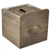 Product Wooden drawer set with handle, brown wiped - rustic storage, set of 4 different sizes