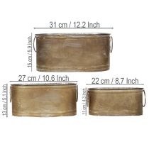 Product Set of metal plant pots and tubs, vintage retro style, L22.5cm/27cm/31cm