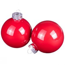 Product Christmas Baubles Red Tree Baubles Glass Gloss Ø6cm 24 pcs