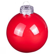 Product Christmas Baubles Red Tree Baubles Glass Gloss Ø6cm 24 pcs