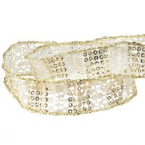 Product Lace ribbon white with gold accents decorative ribbon lace 25mm 15m