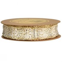 Product Lace ribbon white with gold accents decorative ribbon lace 25mm 15m