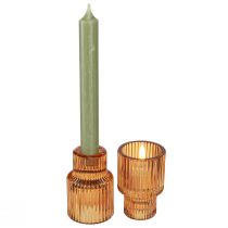 Product Stick Candle Holder Glass Orange Tealight Holder H8cm 4 Pcs