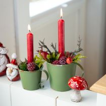 Product Candle holder vintage cup metal decoration green Ø9.5cm H8cm 3pcs