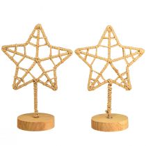 Product Star decoration metal wood stand natural fibre Ø15cm 2pcs