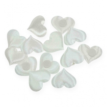 Scatter decoration fabric hearts white 28x32mm 100p