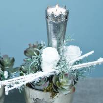 Product Tealight holder for sticking silver Ø5cm H24cm 4pcs