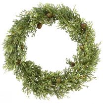 Product Artificial fir wreath with cones, Christmas decoration, door wreath, Ø36cm, green