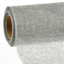 Product Table runner grey with jute, decorative fabric 29×450cm - Elegant table runner for your festive table decoration