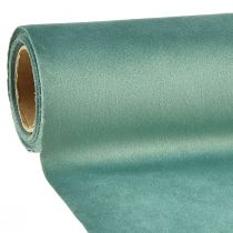 Product Velvet table runner green turquoise, decorative fabric 28×270cm - Elegant table runner for your festive decoration