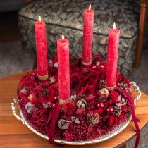 Product Decorative wreath, dried flowers, Bordeaux Lepidium, wall decoration, elegant, natural, Ø33cm