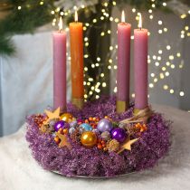 Product Decorative wreath, dried flowers, metallic purple Lepidium, wall wreath, Ø33cm, home accessory