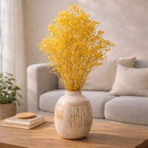 Product Dried Gypsophila Dried Flowers Yellow Baby's Breath. Decorative flowers for seasonal centrepieces 70cm