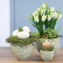 Product Planter decorative bowl ceramic in green Ø15cm H11cm 2pcs