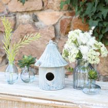 Product Birdhouse for hanging metal in white blue Ø15cm H21cm