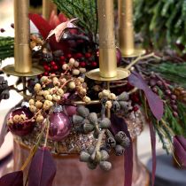 Product Glass Christmas baubles, mini berry beige pink, Ø3cm, 22 pieces