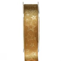 Product Christmas Ribbon Gold Decorative Ribbon with Stars W25mm L15m