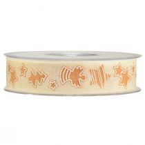 Product Christmas Ribbon Honey Cake Sustainable Gift Ribbon Cream 25mm 15m