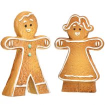 Product Christmas decoration gingerbread man &amp; woman ceramic 16cm set of 2 pieces