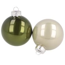 Product Christmas balls glass ball green silver grey Ø60mm 24 pcs
