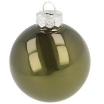 Product Christmas balls glass ball green silver grey Ø60mm 24 pcs