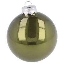 Product Christmas balls glass balls olive silver grey Ø7.5cm 12 pcs