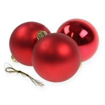 Christmas ball plastic red Ø6cm 12pcs
