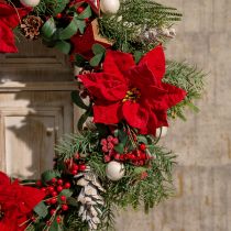 Product Christmas Star Artificial Poinsettia Red Green L57cm