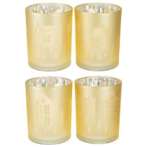 Product Lantern glass silver gold city silhouette H12.5cm 4 pcs
