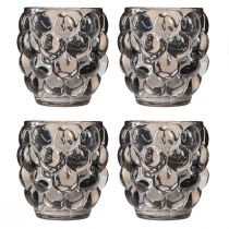 Product Lantern glass tealight holder grey tinted Ø9cm H9.5cm 4pcs
