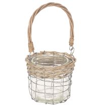 Product Lantern hanging decoration metal glass willow Ø13cm H12cm 2pcs