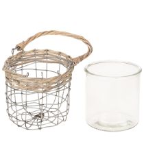 Product Lantern for hanging glass metal willow Ø14.5cm 2pcs